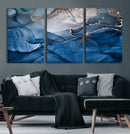 Navy Blue Canvas Art Abstract Print – Elegant Triptych