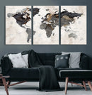Abstract Map Printing - Modern World Map Canvas Wall Art for