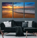 Sunset and Beach at Night Wall Art Canvas Print