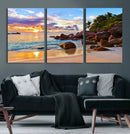 Tropical Island Beach Sunset Canvas Print