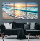 Sunset Beach Waves Canvas Wall Art – 5-Panel Ocean Sunset by MyGreatCanvas | Canvas Wall Art Prints | Photo Prints & Wall Decor