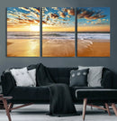 Golden Sunset Beach Print Canvas Wall Art, Giclee Canvas