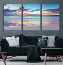 Tranquil Pastel Sunset Beach Triptych Canvas Art, Soothing