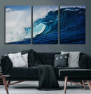 Ocean Wave at Sunset Canvas Art, Large Wall Print of Vibrant