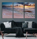 Sea Ocean Sunset Beach Wall Art Canvas Print