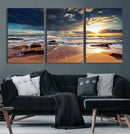 Golden Hour Beach Sunset Canvas Triptych, Ocean Waves and by MyGreatCanvas | Canvas Wall Art Prints | Photo Prints & Wall Decor