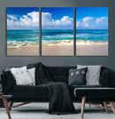 Tropical Beach 3-Panel Canvas Wall Art – Serene Ocean Waves