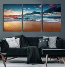 Sunset Ocean Beach Wall Art – Giclee Canvas Print, Coastal