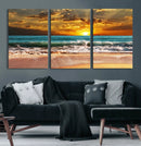Golden Sunset Beach Canvas Wall Art – Triptych Seascape by MyGreatCanvas | Canvas Wall Art Prints | Photo Prints & Wall Decor
