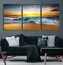 Golden Sunset Ocean Waves Wall Art Canvas Print – Multi