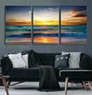Vibrant Ocean Sunrise Over Golden Beach Waves, Giclee Canvas
