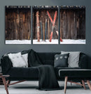 Vintage Ski Gear Canvas Print, Vintage Ski Gear Against