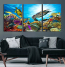 Aquatic Life Sea Turtles Fish Wall Art Canvas Print