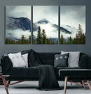 Mountain Mist Canvas Wall Art Print | 3-Panel Foggy Forest