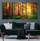 Sunlight Through Trees Wall Art Canvas Print - Autumn Forest