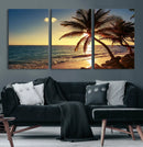 Sunset Palm Trees Wall Art Canvas Print