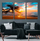 Palm Tree Sunset On The Beach Wall Art Canvas, Framed Palm by MyGreatCanvas | Canvas Wall Art Prints | Photo Prints & Wall Decor