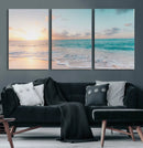 Tranquil Ocean Beach Sunset Canvas Wall Art | 3-Panel by MyGreatCanvas | Canvas Wall Art Prints | Photo Prints & Wall Decor