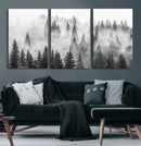Forest Wall Art Print | Foggy Pine Forest Canvas Wall Art -
