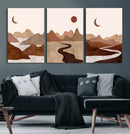 Boho Wall Art Canvas Print Set Mid-Century Prints Bohemian