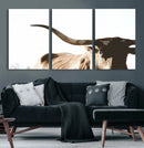 Texas Longhorn Wall Art Canvas Print | 3-Panel Large