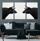 Spanish Bull Art - Framed Black and White Bull Canvas Print