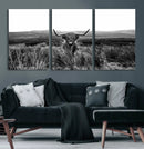 Black and White Highland Cow Canvas Wall Art, Longhorn by MyGreatCanvas | Canvas Wall Art Prints | Photo Prints & Wall Decor