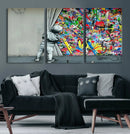 Banksy Colorful Street Graffiti Canvas Wall Art Print, by MyGreatCanvas | Canvas Wall Art Prints | Photo Prints & Wall Decor