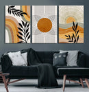 Modern Boho Sun and Leaf Abstract Art – 3-Panel Giclée by MyGreatCanvas | Canvas Wall Art Prints | Photo Prints & Wall Decor