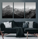 Everest Himalaya Mountain Peaks Black & White Triptych