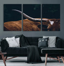 Texas Longhorn Bull Wall Art Canvas Print - Large Framed