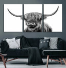 Grayscale Scottish Highland Cow Cattle Art Print Farmhouse by MyGreatCanvas | Canvas Wall Art Prints | Photo Prints & Wall Decor