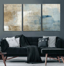 Abstract Blue and Beige Wall Art, Modern Minimalist Canvas