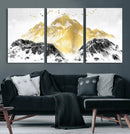 Golden Mountain Triptych Wall Art Canvas Print, Modern