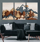 Woodland Mountain Landscape Triptych, Giclee Canvas Art for