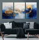Navy Blue Abstract Wall Art Canvas Print