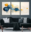 Geometric Blue Orange Abstract Wall Art Canvas, Geometric