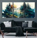 Watercolor Trees Forest Abstract Wall Art Canvas Print,