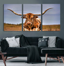 Texas Longhorn Wall Art Print, Framed Longhorn Cow Wall Art