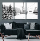 Winter Forest Wall Art Canvas Print – Framed Snowy Mountain