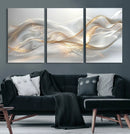 Abstract art Grey and Gold Lines Wall Art