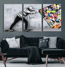 Banksy Art Behind the Curtain Street Wall Art Canvas Print |