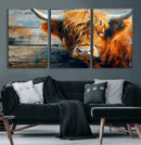 Highland Cow Abstract Canvas Wall Art – Bold Farmhouse