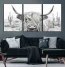 Rustic Charm | Cow Longhorn Black White Bighorn Wall Art