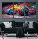 Abstract Graffiti Barbell Canvas Wall Art – Urban Fitness