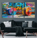 Fitness Gym Barbell Graffiti Wall Art Canvas Print