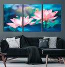 Pink Lotus Flower Canvas Wall Art | Vibrant Floral Wall