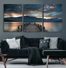 Mountain Lake Wood Pier Canvas Wall Art Nature Lake Print