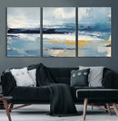 Abstract Ocean Canvas Wall Art - Coastal Blue and Gold