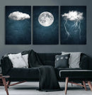 3 Piece Indigo Cloud Wall Art, Thunderstorm Moon Cloud by MyGreatCanvas | Canvas Wall Art Prints | Photo Prints & Wall Decor